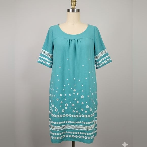 Tommy Bahama Dresses & Skirts - Tommy Bahama Turquoise Green Blue White Polka Dot Shift Dress‎ Womans Small